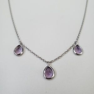 Judith Ripka Sterling Silver Amethyst Water Colors Drop Necklace